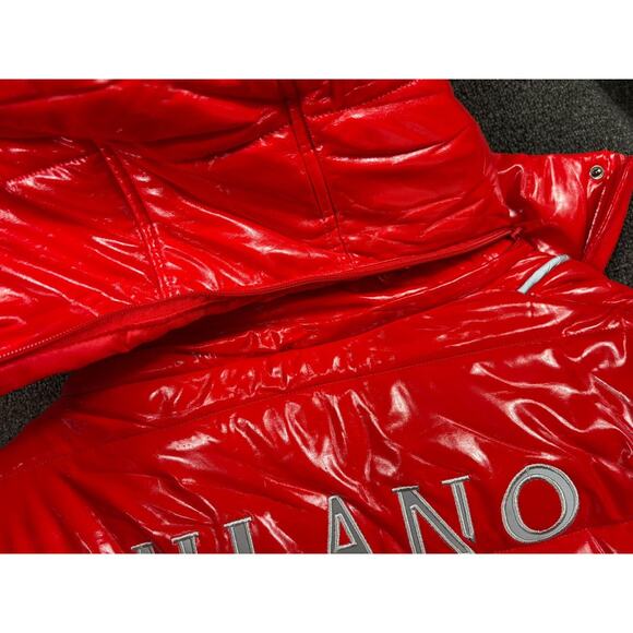 Milano Di Rouge Jacket Mens Medium Red Elliot Puffer Coat Removable Hood M086 - Picture 7 of 16